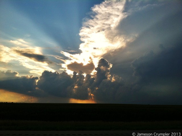 Upon my return from a quick weekend trip home, I ran head on into this thunderhead as it blew up and moved in from the West. A good rain followed.